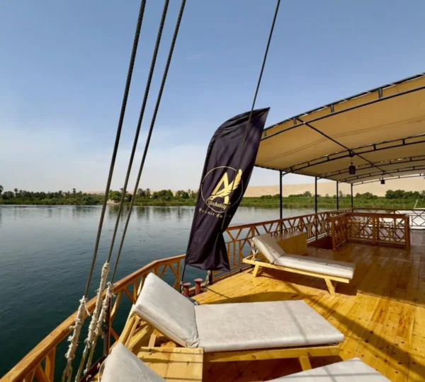 Luxury dahabiya sailing on the Nile River in Egypt
