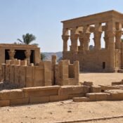 Front view of the Temple of Derr at New Amada near Lake Nasser