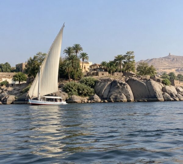 Felucca sailing on the Nile near Elephantine Island in Aswan